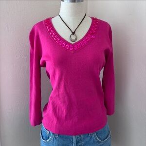 Joseph A Pink Blouse with Beaded Details